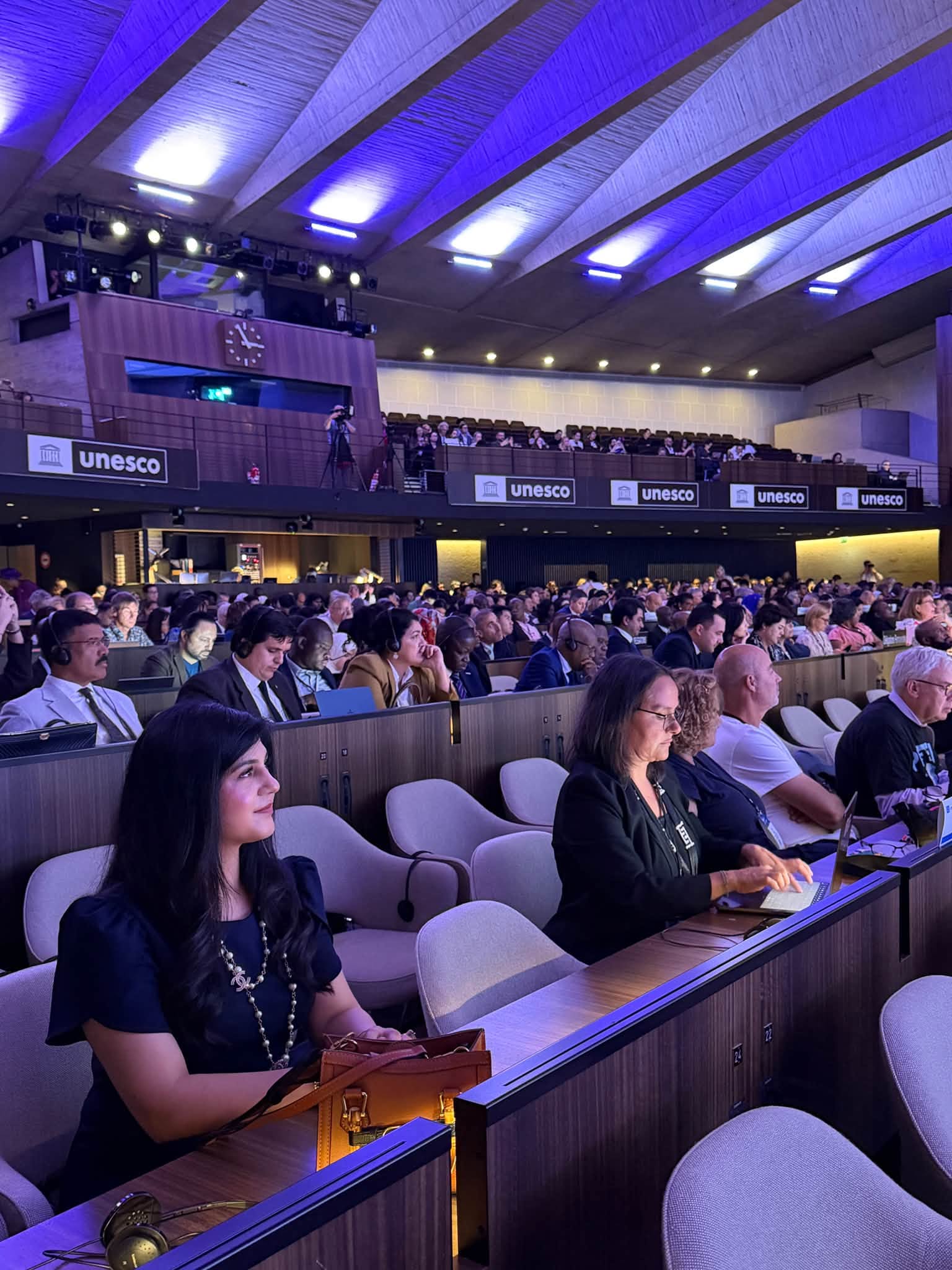Delegates in the main plenary hall of UNESCO Headquarters in Paris during Digital Learning Week 2026, attended by Rizwan Anwar